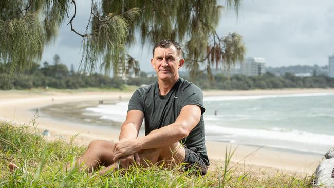 Former AFL player Corey McKernan at Mooloolaba Beach in 2022. Picture: Brad Fleet