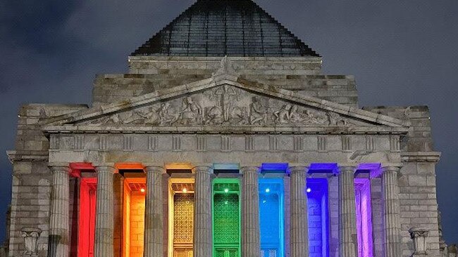 Rainbow colours will be projected onto the Shrine. Picture: Supplied