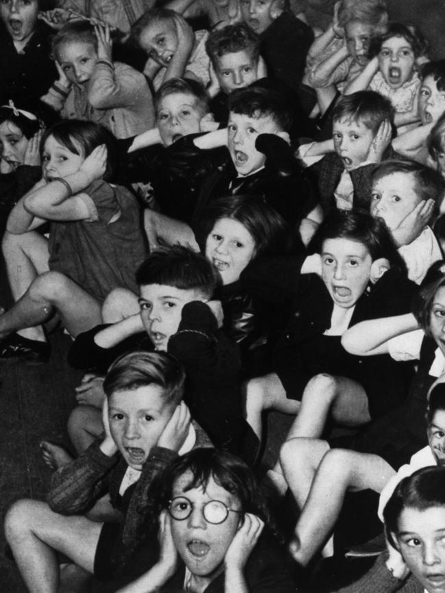 APRIL 1, 1942: Children of Redfern Public School during air raid practice. Picture: State Library of NSW.