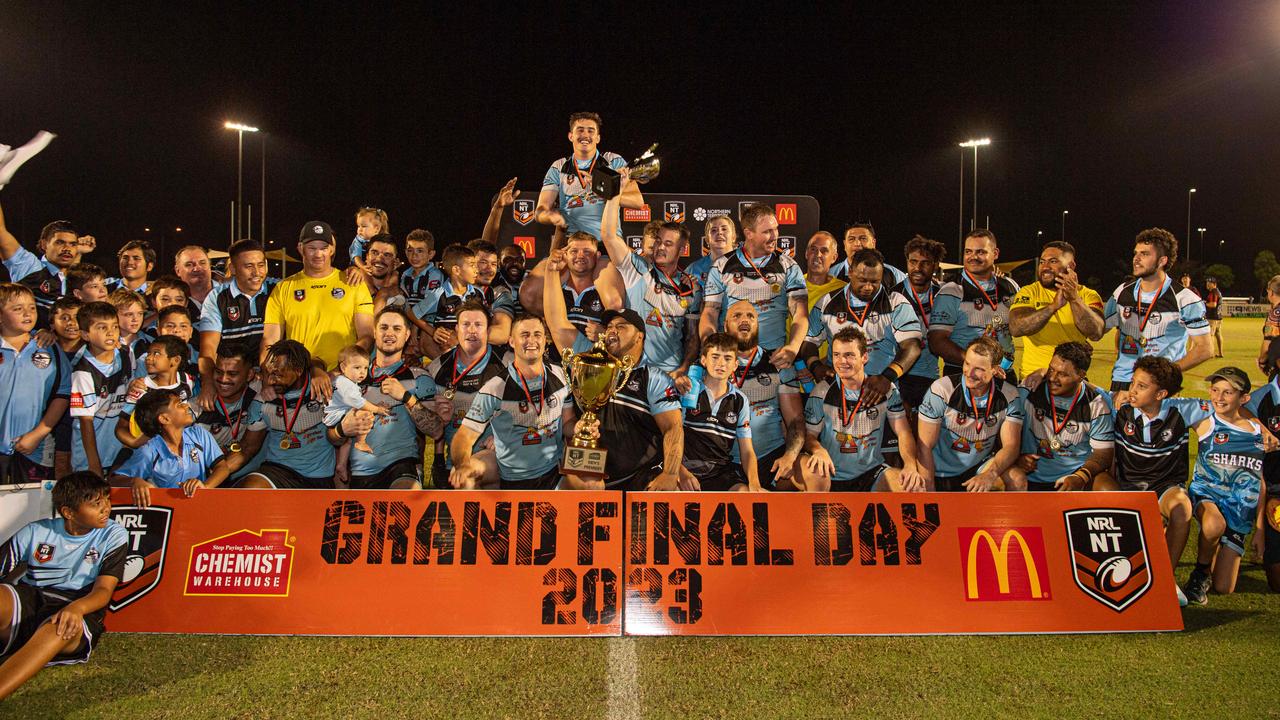 Northern Sharks take on Litchfield Bears in the 2023 NRL NT grand final. Picture: Pema Tamang Pakhrin