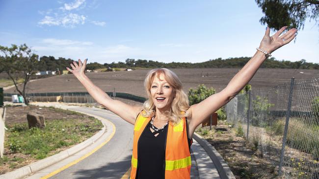 Mayor Karen Egan celebrates Nillumbik Council voting to progress with the development of a solar farm in Plenty. Picture: Ellen Smith