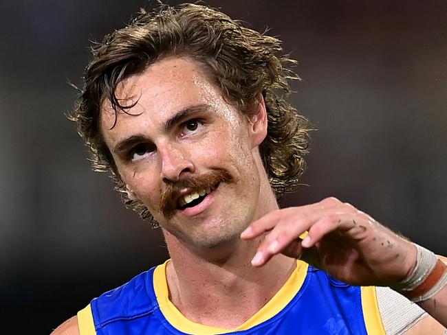 BRISBANE, AUSTRALIA - MARCH 24: Joe Daniher of the Lions reacts during the round two AFL match between Brisbane Lions and Melbourne Demons at The Gabba, on March 24, 2023, in Brisbane, Australia. (Photo by Albert Perez/AFL Photos via Getty Images)