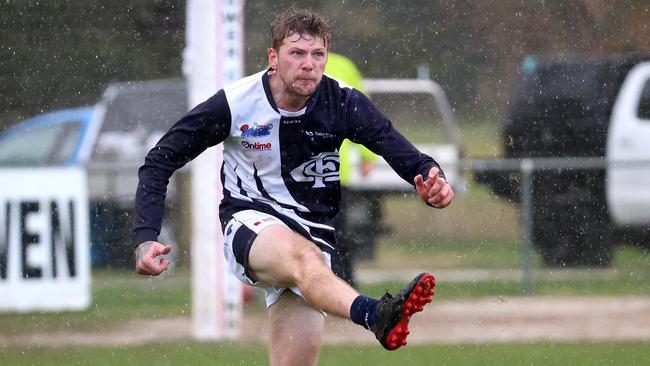 Jonathan Ferri in action for Melton Centrals. Picture: Hamish Blair