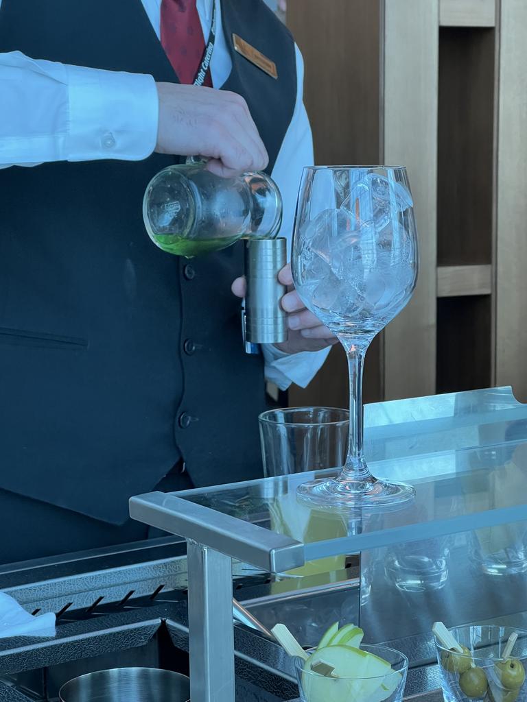 All eyes in the vicinity of the bar cart were on him, intrigued by the service. Picture: news.com.au