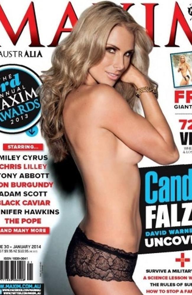 Candice Falzon on the cover of Maxim magazine's January issue.