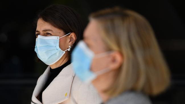 Gladys Berejiklian and Kerry Chant at Thursday's press conference. Picture: NCA NewsWire/Joel Carrett