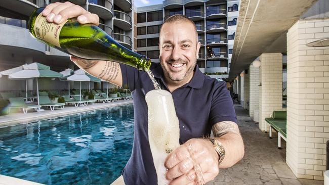 Simon Gloftis celebrates Hellenika’s win in The Courier-Mail Food Awards this week. Picture: Nigel Hallett