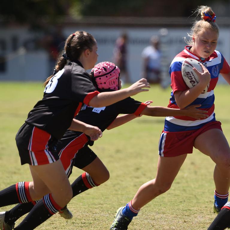 Under-12 girls' state league titles at Burleigh juniors fields Wide Bay V Darling Downs. Darling Down's Pypah Ferguson. (Photo/Steve Holland)