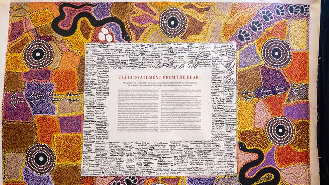 The Uluru Statement from the Heart on display at the National Press Club in Canberra. Picture: NCA NewsWire / Martin Ollman