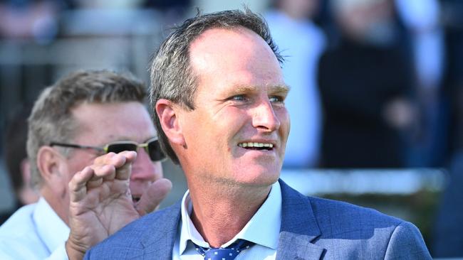 MELBOURNE, AUSTRALIA - SEPTEMBER 23: Trainer Paul Preusker is seen after Steparty won in Race 7, the Neds Caulfield Guineas Prelude ,during Melbourne Racing at Caulfield Racecourse on September 23, 2023 in Melbourne, Australia. (Photo by Vince Caligiuri/Getty Images)