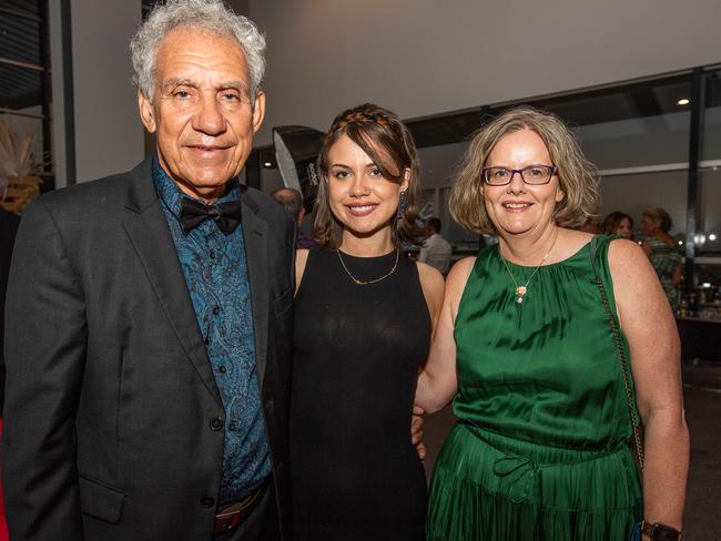 Jayne Lloyd OAM (right) with Charlie King AM and Emma King at the 2023 NAIDOC Ball. Picture: Pema Tamang Pakhrin