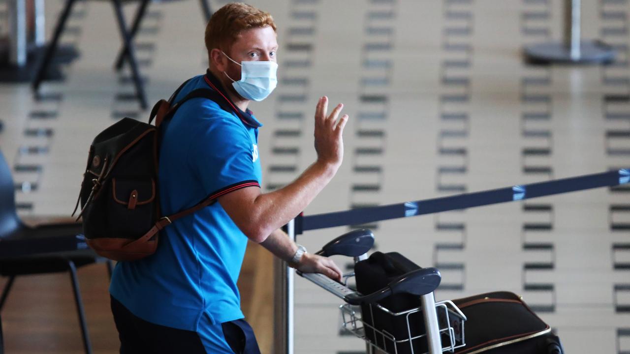 Jonny Bairstow was among the England players who also arrived at Brisbane Airport. Picture: Zak Simmonds