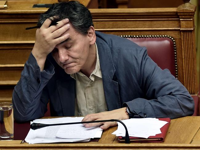 Greek Finance Minister Eyclid Tsakalotos. He’s had a rough day.