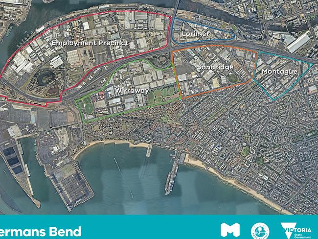The five precincts of Fishermans Bend. Picture: Supplied