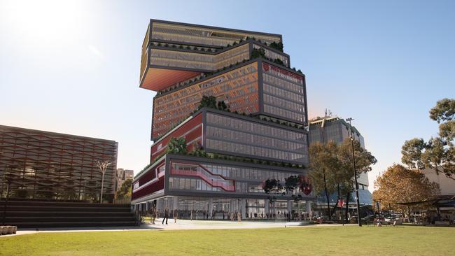 The planned Western Sydney University Bankstown campus next to the Bankstown Library and Knowledge Centre. Picture: Supplied