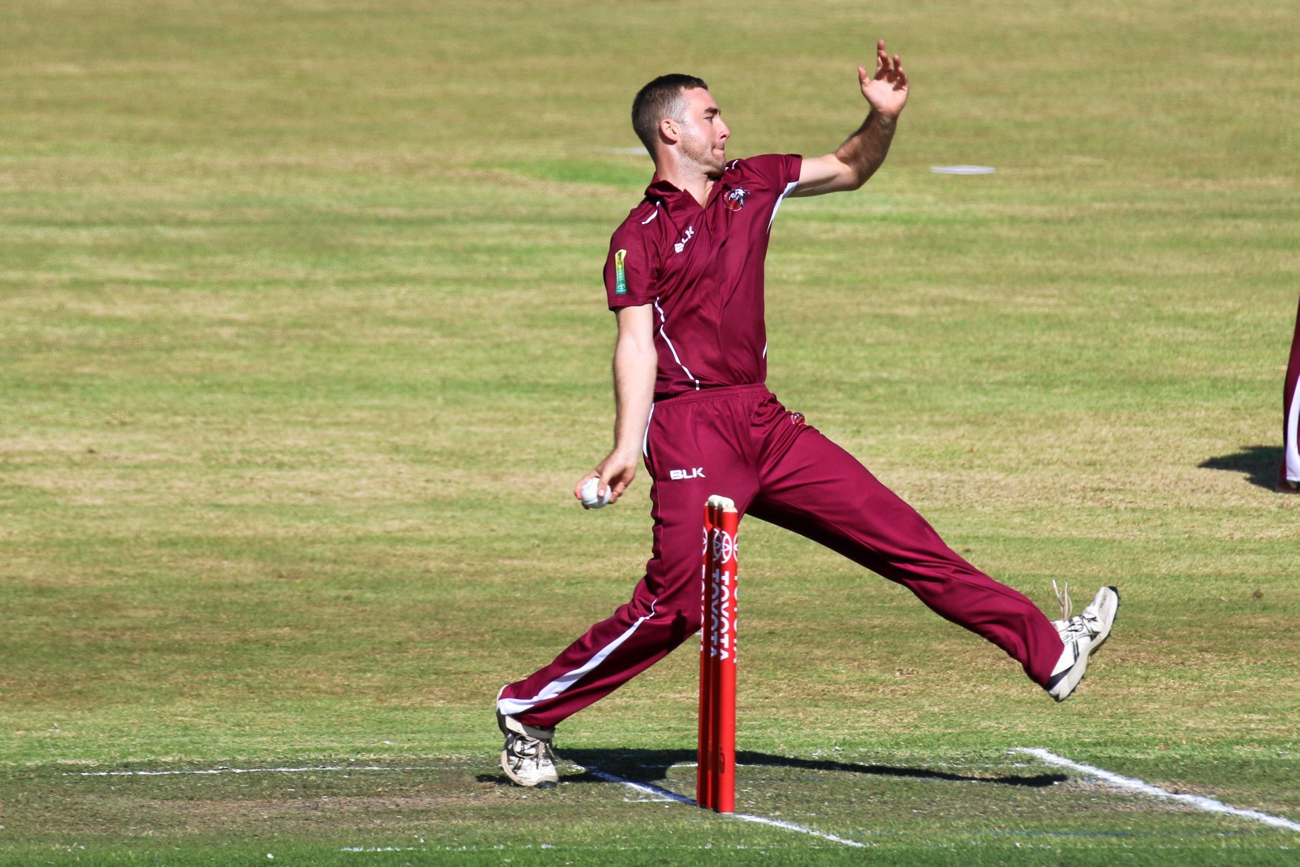 Toowoomba's Shaun McCarthy bowls for Queensland at the National Country Cricket Championships in Geraldton, Western Australia this week. Picture: Arctic Moon Photography