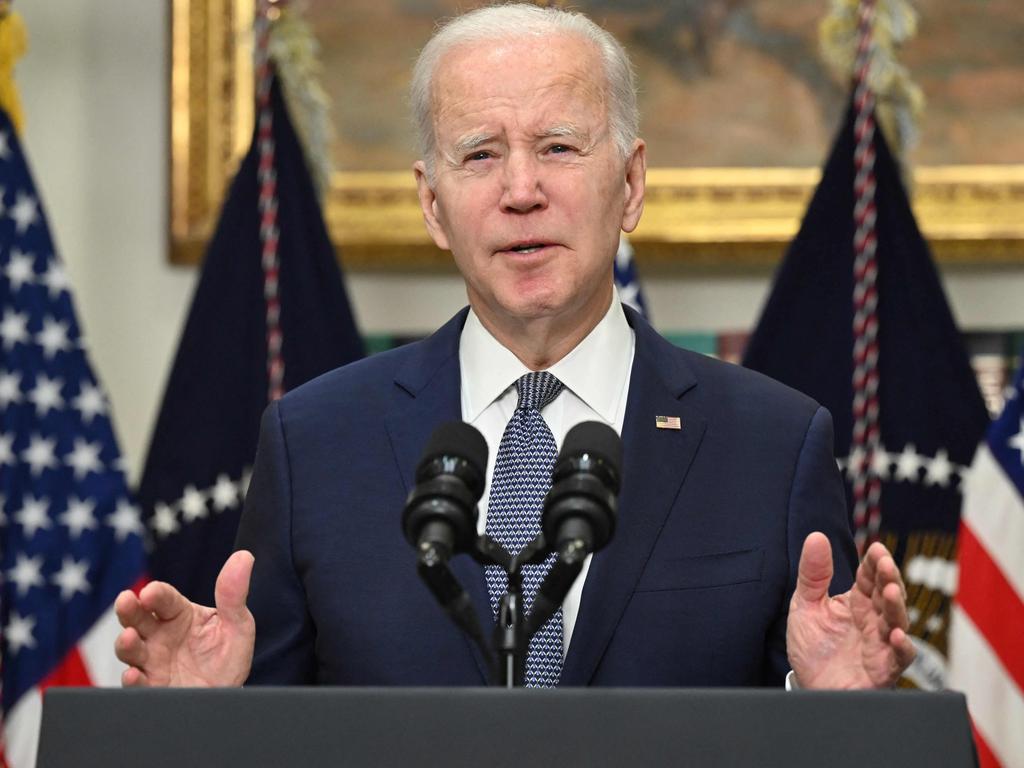 Joe Biden says the banking system is safe. Picture: Saul Loeb/AFP