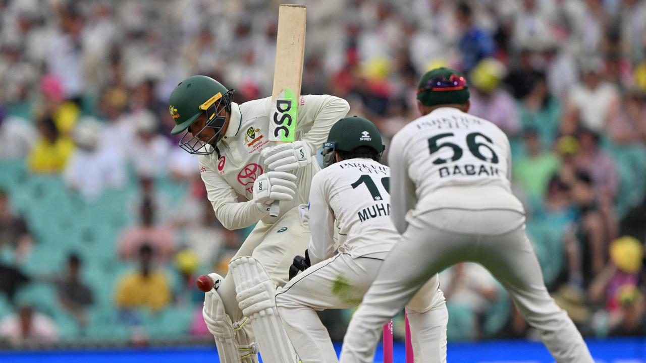 Usman Khawaja’s Test career looked dead in the water a few years ago, but now he’s firmly entrenched at the top of the Australian order. Picture: Saeed Khan / AFP.