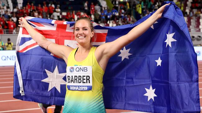 Australian javelin thrower Kelsey-Lee Barber will try to replicate her World Championship win at next year’s Tokyo Olympics. Picture: Christian Petersen/Getty Images