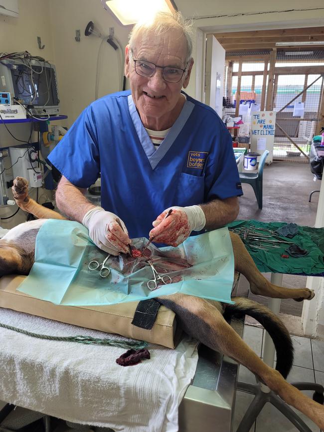 Tasmanian vet Andrew Nicholson, working at Te Are Manu vet clinic in the Cook Islands. Picture: Vets Beyond Borders