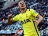 NEWCASTLE UPON TYNE, ENGLAND - APRIL 19: Harry Kane of Spurs celebrates scoring their third goal during the Barclays Premier League match between Newcastle United and Tottenham Hotspur at St James' Park on April 19, 2015 in Newcastle upon Tyne, England. (Photo by Nigel Roddis/Getty Images)