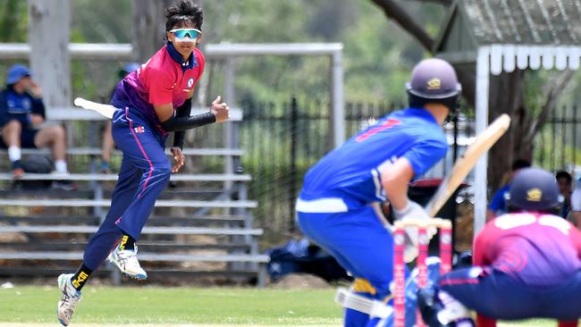 Brisbane State High School Aadi Patel GPS First XI cricket between Brisbane State High School and Nudgee College Saturday February 1, 2025. Picture, John Gass