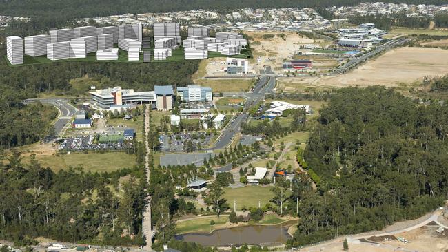 BCM Property Home liftout. Aveo Springfield aerial artistic impression. The proposed 'seniors central' development is for up to 2500 new seniors housing units and other health and integrated facilities.