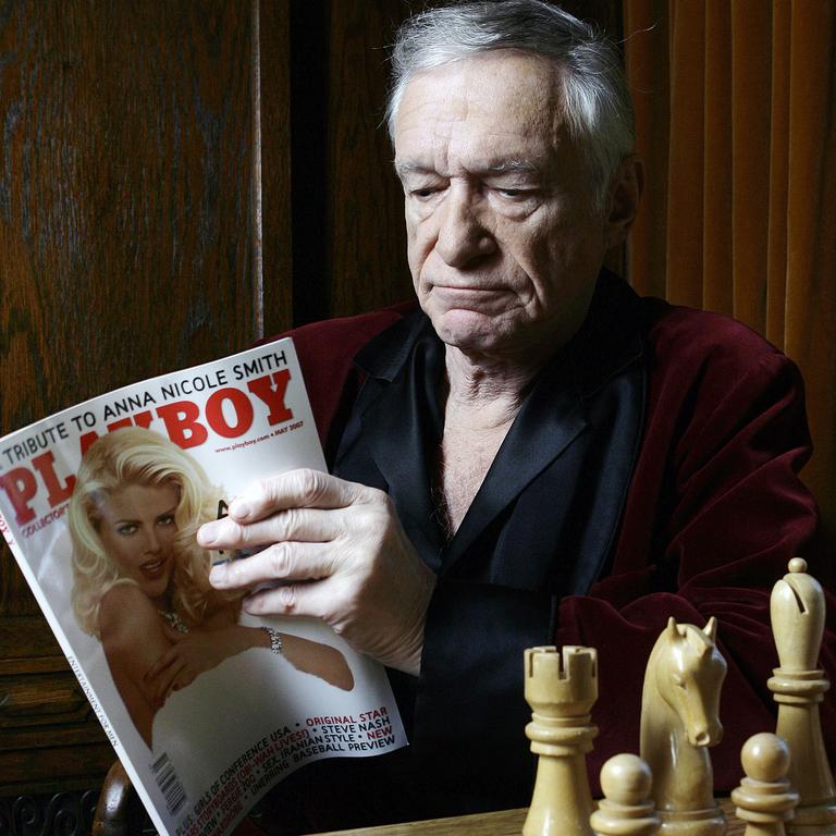 <p>Hugh Hefner poses at the Playboy Mansion in Los Angeles on Thursday April 5,2007. Picture: AP</p>