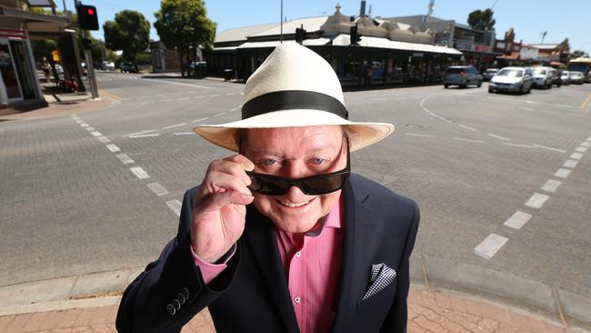 17.2.2016.Ex Unley mayor Denis Sheridan is performing in a Fringe show. was the mayor who paved King William Rd in bricks. Story is more about his reflection on his time as mayor. pic tait schmaal.