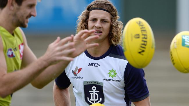 Nathan Fyfe training before his injury. Picture: Daniel Wilkins.