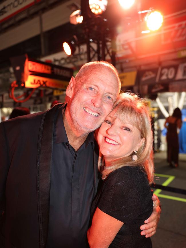 Michael Woodbry and Donna Gates at the Supercars GC500 Party Under Palms on Pit Lane for Gold Coast at Large. Picture, Portia Large.