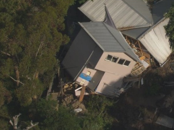 A home in McCrae after a landslide near Point Nepean Rd. Picture: 9News