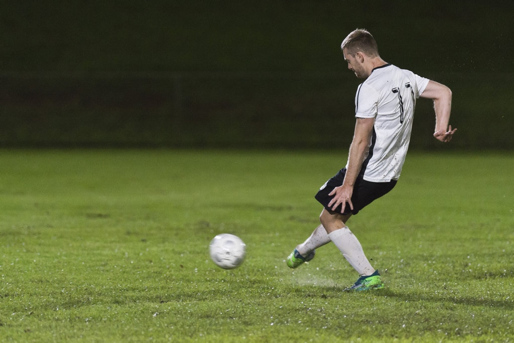 Brayden Thrupp scores off a penalty for Willowburn against Willowburn White in Toowoomba Football League Premier Men round five at Commonwealth Oval, Saturday, March 30, 2019. Picture: Kevin Farmer