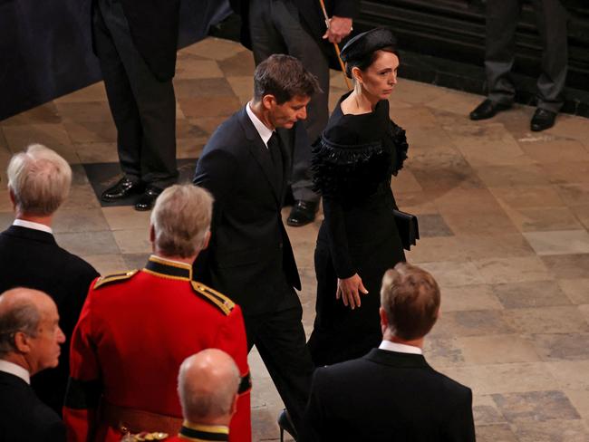 New Zealand's Prime Minister Jacinda Ardern and Clarke Gayford arrive for the State Funeral of Queen Elizabeth II at Westminster Abbey.