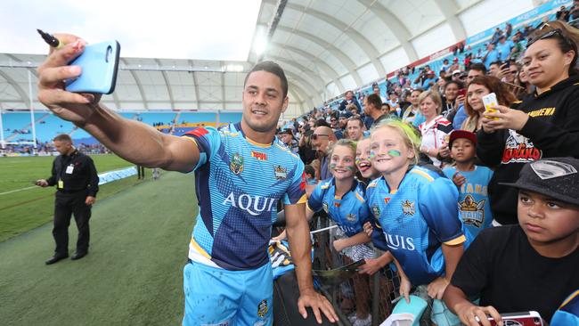 Jarryd Hayne meets Gold Coast fans. Picture: Mike Batterham