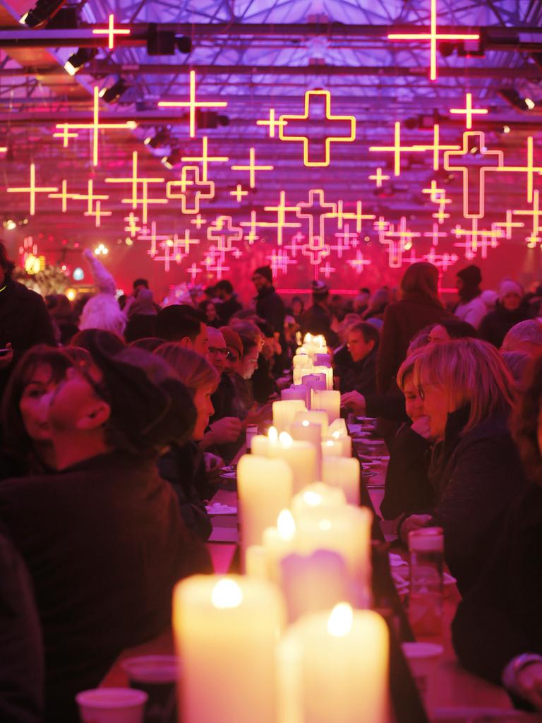 People enjoying the Dark Mofo Winter Feast. Picture: MATHEW FARRELL