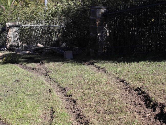 The crash scene outside a home in Caledenia Cl at Elanora Heights. Picture: David Swift