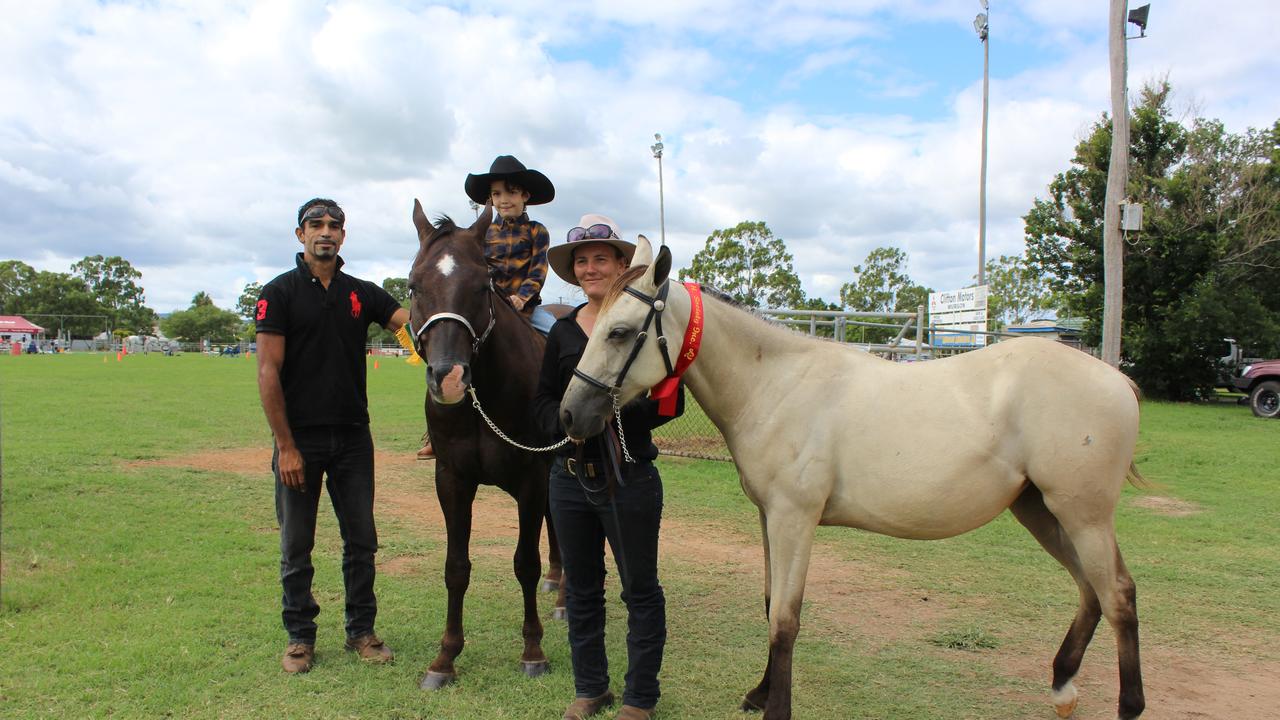 Horse owner Deejay Borg with father and son Daniel and Jayden Malone at the Murgon Show. Photo: Laura Blackmore