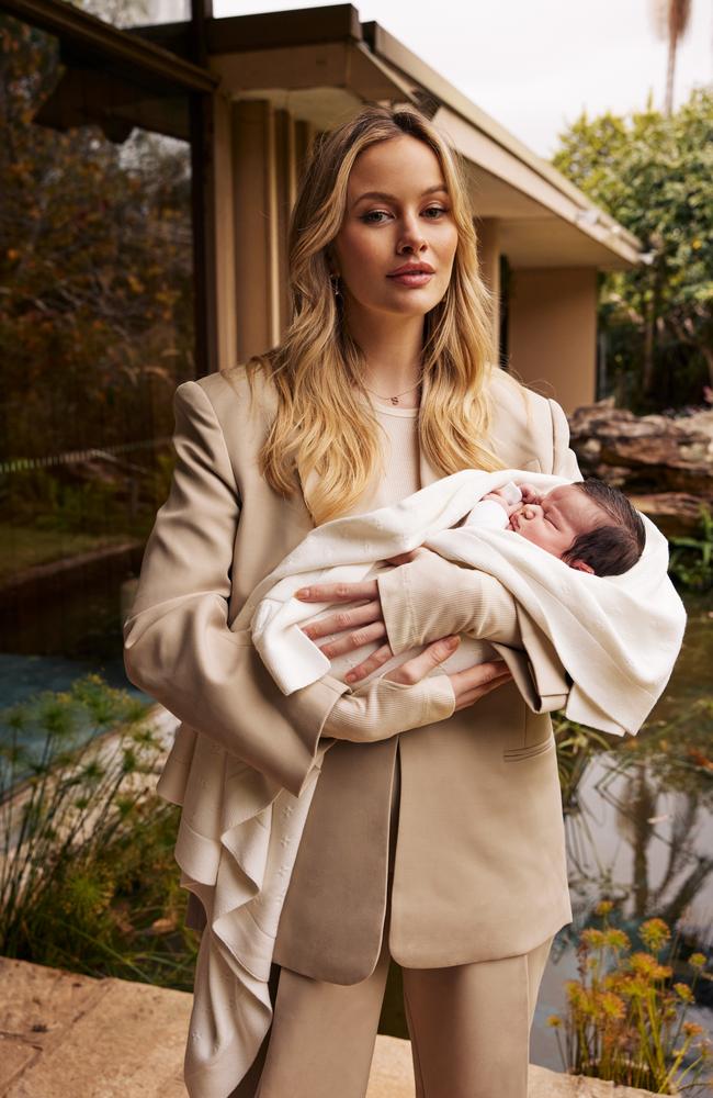 Simone Holtznagel and her newborn daughter, Gia. Picture: Daniel Nadel for Stellar