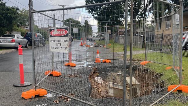 A massive hole in the bitumen at Eagleby. Picture: Contributed