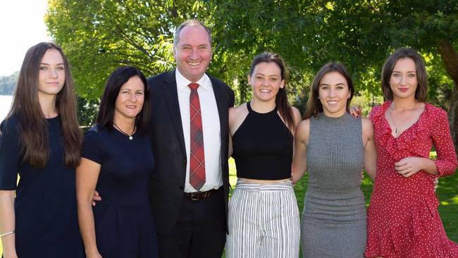 Natalie Joyce, wife of Deputy Prime Minister Barnaby Joyce is pictured with her daughters (L-R) Odette, Caroline, Julia, Bridgette Picture: Facebook.