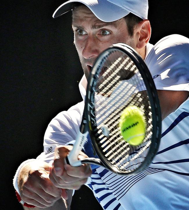 Novak Djokovic has only eyes for the ball. Picture: Michael Klein