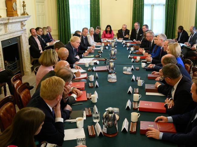 The prime minister (centre left) has long-term problems ahead as he faces rebellion within his party. Picture: Getty Images