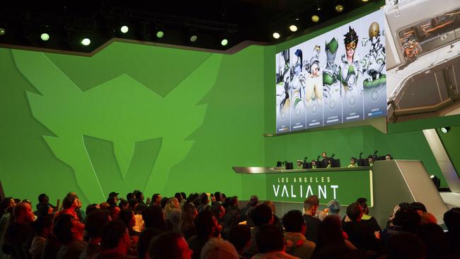 Members of Los Angeles Valiant play against San Francisco Shock in the preseason of the Overwatch League, in December. Picture: Robert Paul / Blizzard Entertainment