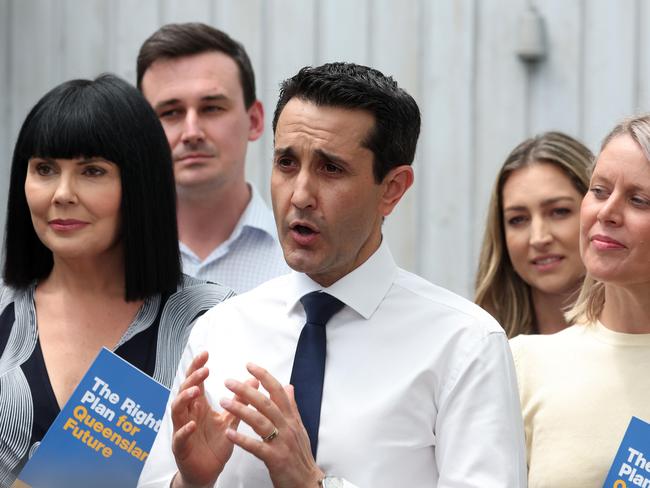 Leader of the Opposition David Crisafulli during a media conference at The Chambers, Cairns. Picture: Liam Kidston.