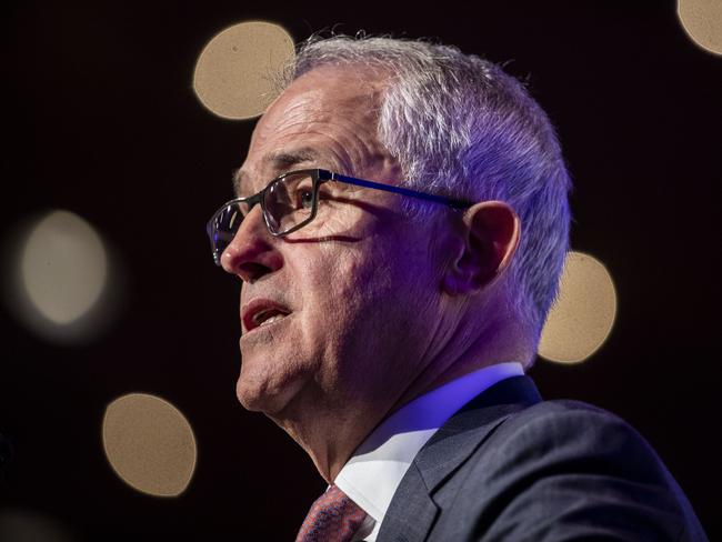 Australian Prime Minister Malcolm Turnbull is seen making an address at the Queensland Media Club at the Brisbane Convention and Exhibition Centre. Picture: AAP