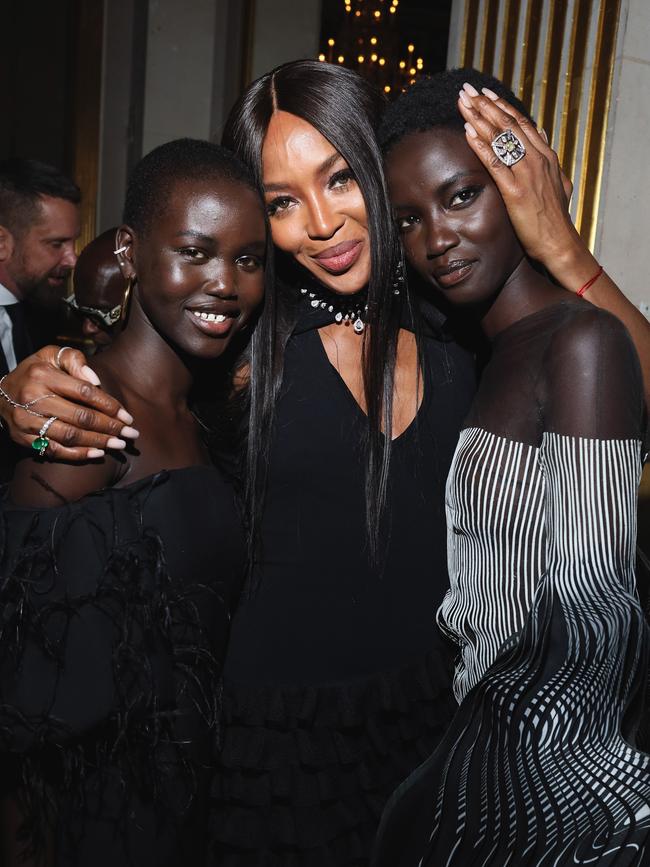 Akech with Naomi Campbell and Anok Yai at the #BoF500 gala during Paris Fashion Week Spring/Summer 2020 at Hotel de Ville on September 30, 2019. Photo Victor Boyko/Getty.