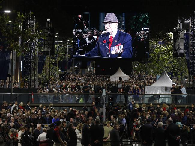 Historic ... Dawn service at Martin Place Cenotaph for the 100th Anzac Day. Picture: Craig Greenhill