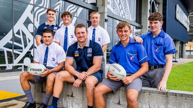 (L-R Back) Tom Duffy, Kye Connell, Patrick Fanning, Bradley Pilchowski. (L-R Front) Sitiveni Afu, Coen Hess, Harrison Johnstone. Picture: Alix Sweeney