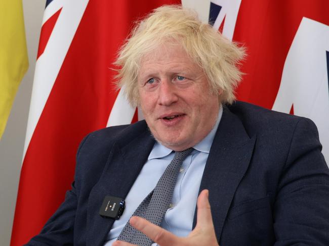 *** UNDER EMBARGO - HOLD FOR NETWORK - PLEASE CHECK WITH PIC EDITOR BEFORE USING ** MUST CREDIT NIGEL HOWARD - Former UK Prime Minister Boris Johnson speaking with News Corp Australia's Europe Correspondent Sophie Elsworth at his London office in Westminster., 28/04/2025. London, United Kingdom., EXC Picture by Nigel Howard / Nigel Howard Media, Email: nigelhowardmedia@gmail.com, MUST BYLINE PICTURES